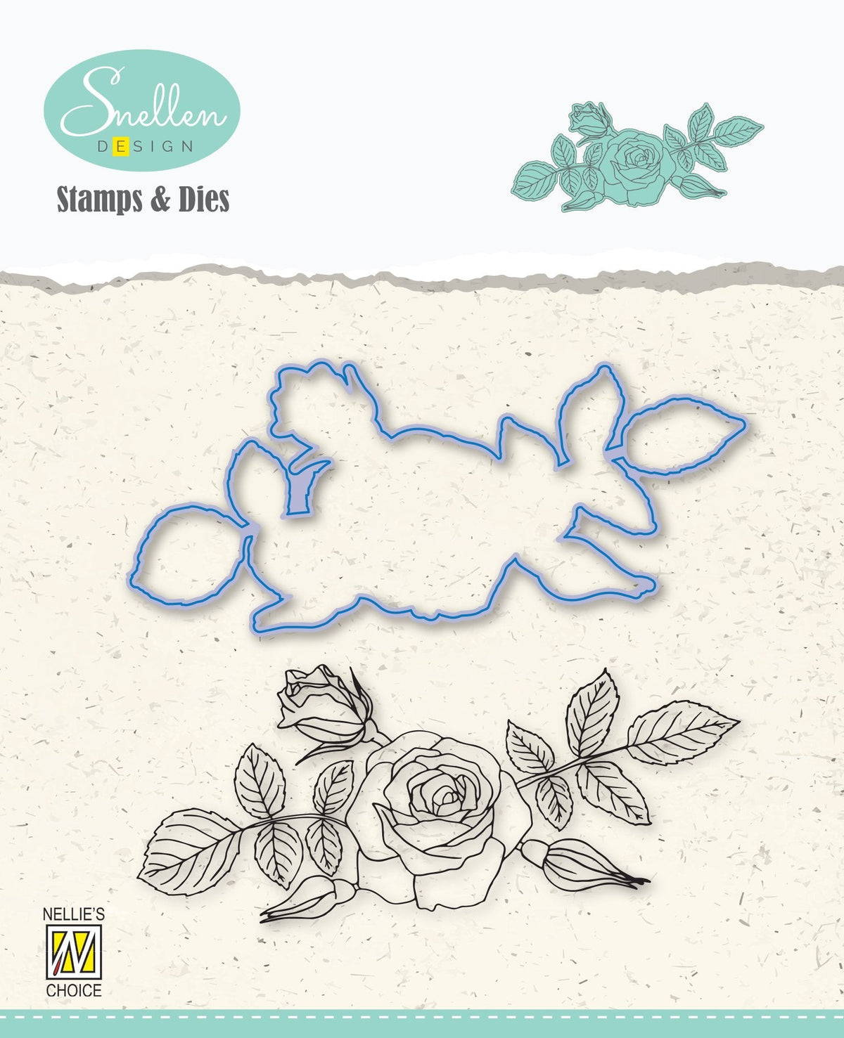 Nellie's Choice Snellen Design Flowers Rose Die & Stamp Set-1