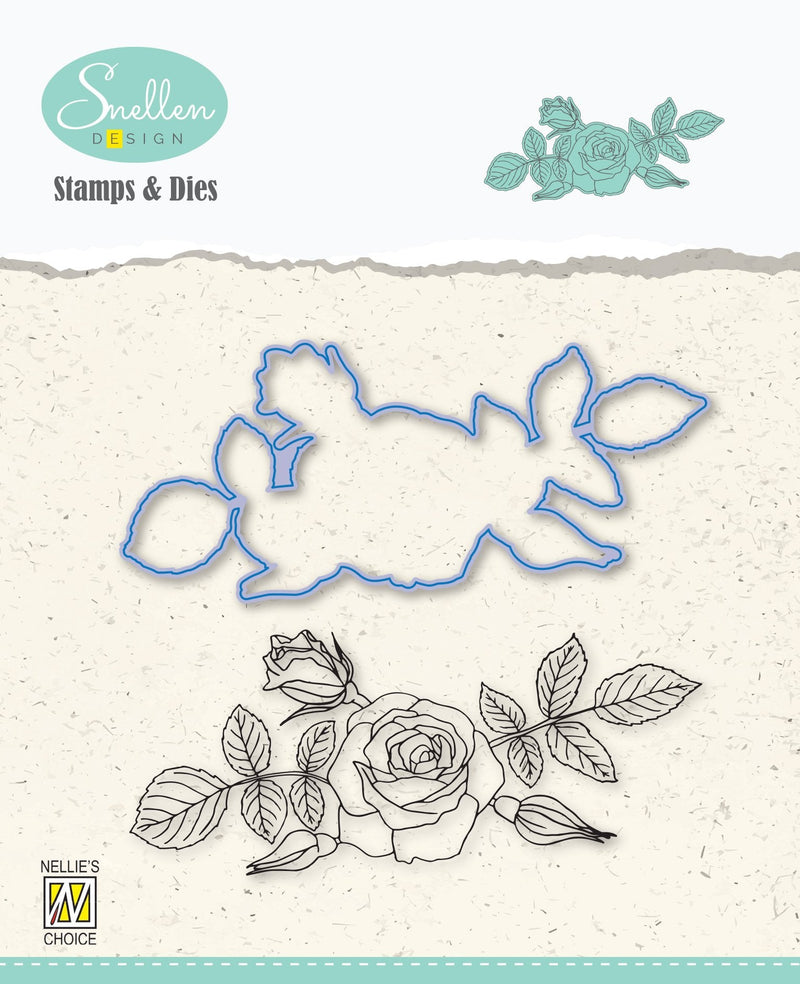 Nellie's Choice Snellen Design Flowers Rose Die & Stamp Set-1