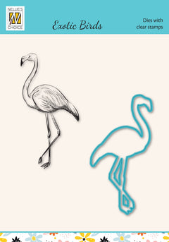 Nellie's Choice Die & Stamp Set - Exotic Birds Series - Flamingo-1