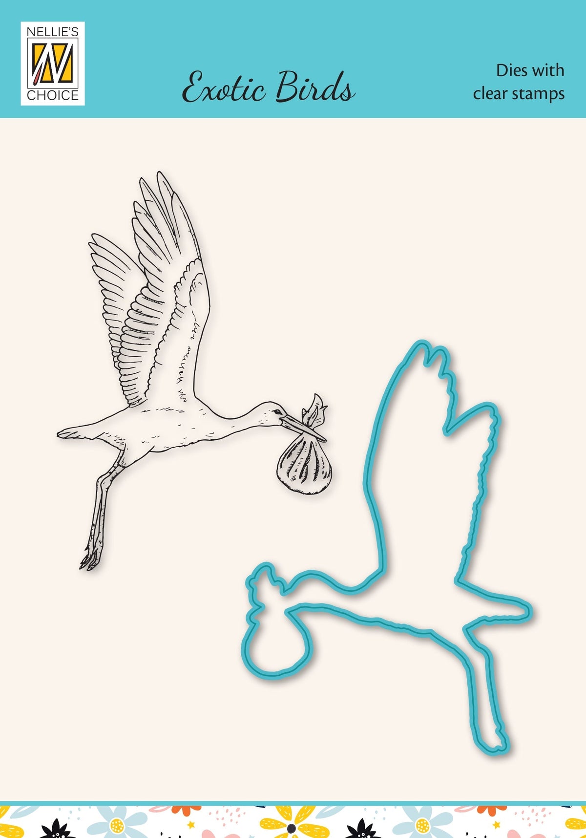 Nellie's Choice Die & Stamp Set - Exotic Birds Series - Stork-1