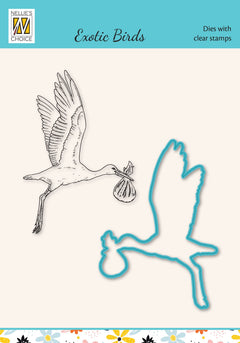 Nellie's Choice Die & Stamp Set - Exotic Birds Series - Stork-1
