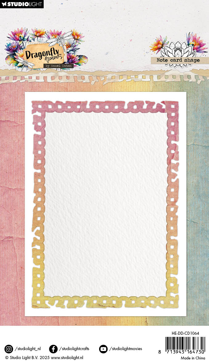 HE Cutting Die Note Card Shape Dragonfly Dreams 105x148x1mm 2 Pieces-2