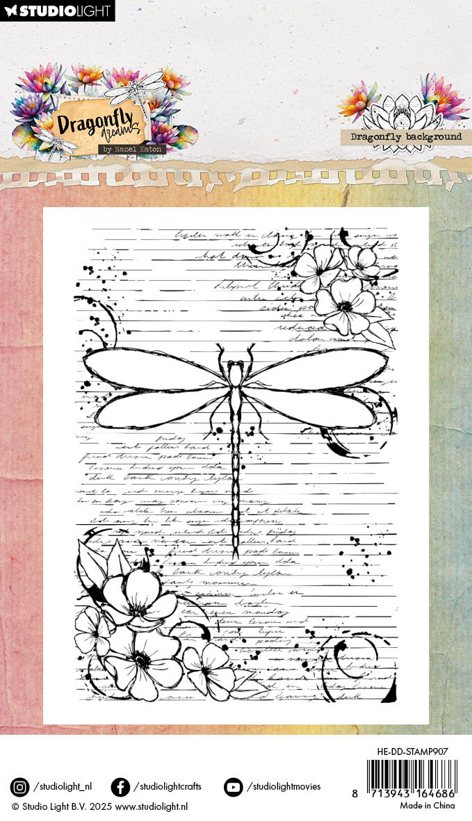 HE Clear Stamp Dragonfly Background Dragonfly Dreams 93x136x3mm 1 Pieces-2