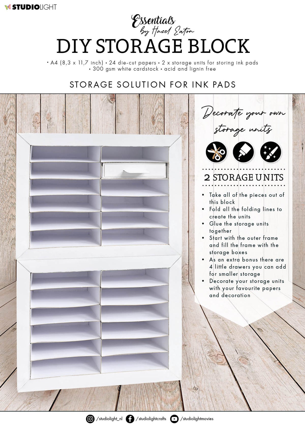 HEN DIY Bloc de rangement pour encre 210x294x5mm 24 feuilles n°57-1