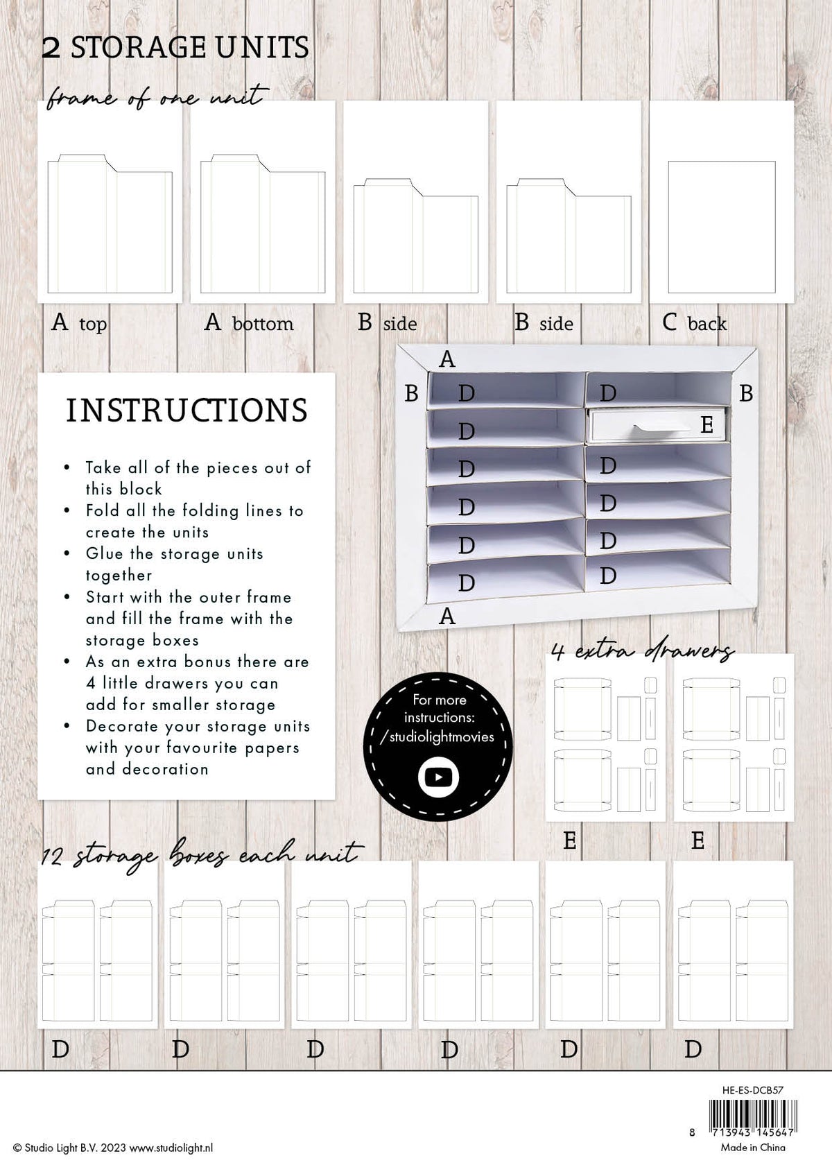 HEN DIY Bloc de rangement pour encre 210x294x5mm 24 feuilles n°57-2