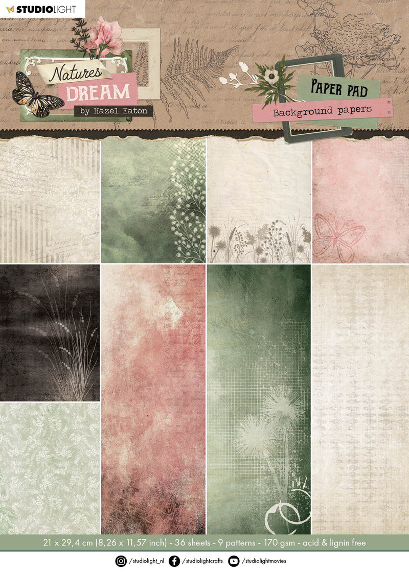HEN Bloc de papier de fond Natures Dream 210x294x5mm 36 feuilles n°113-1