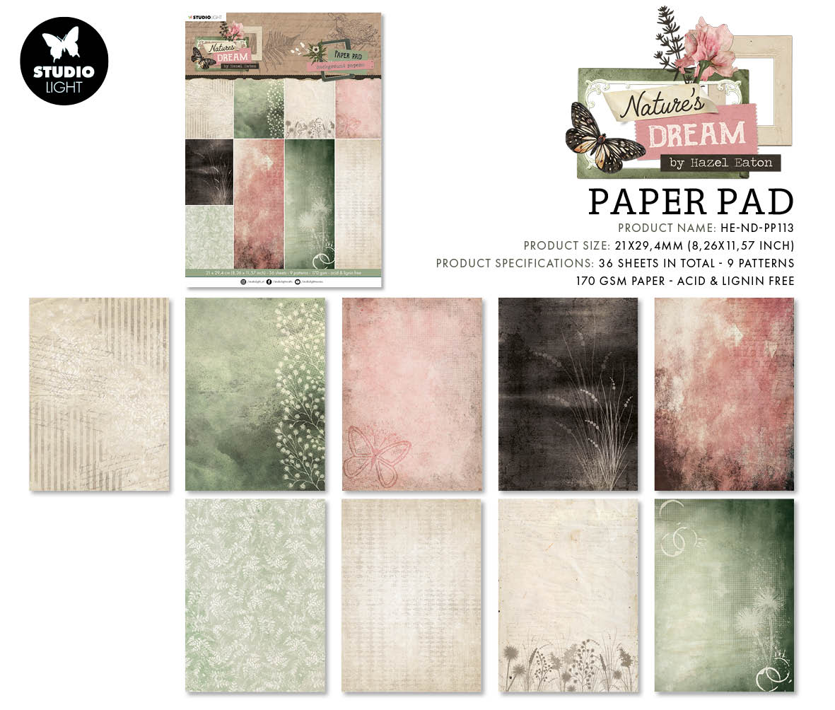 HEN Bloc de papier de fond Natures Dream 210x294x5mm 36 feuilles n°113-3