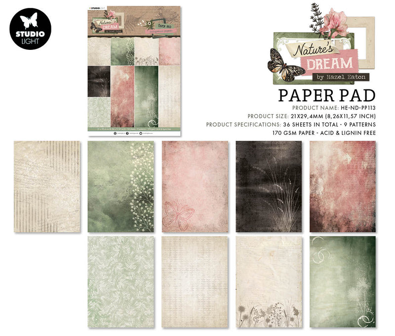 HEN Bloc de papier de fond Natures Dream 210x294x5mm 36 feuilles n°113-3