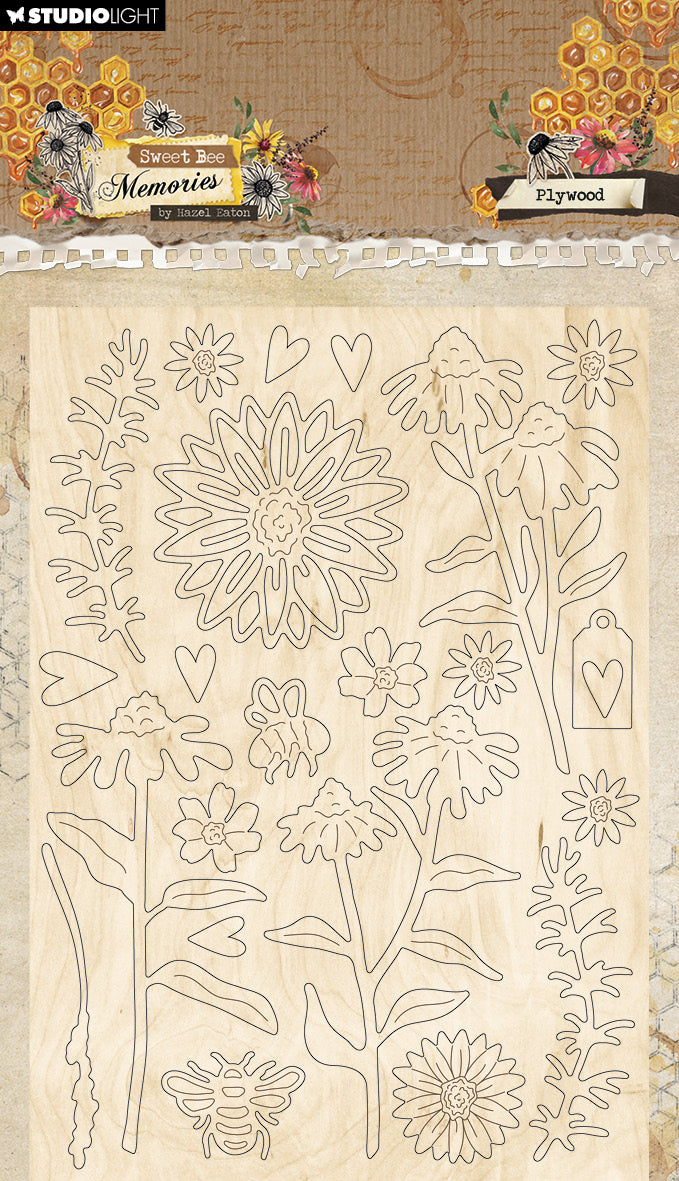 HE Plywood Elements Florals & Grunge Sweet Bee Memories 3 PC-1