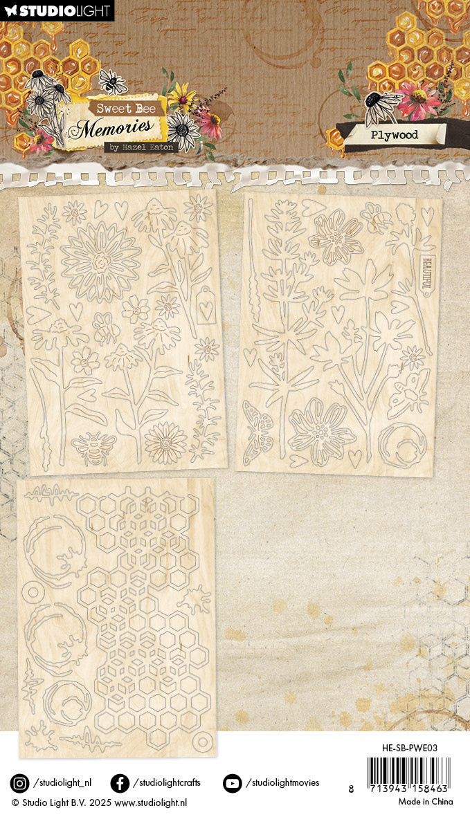 HE Plywood Elements Florals & Grunge Sweet Bee Memories 3 PC-2