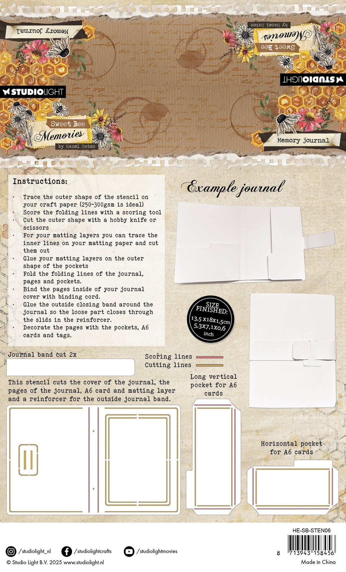 HE Stencil Memory Journal Sweet Bee Memories 4 PC-2