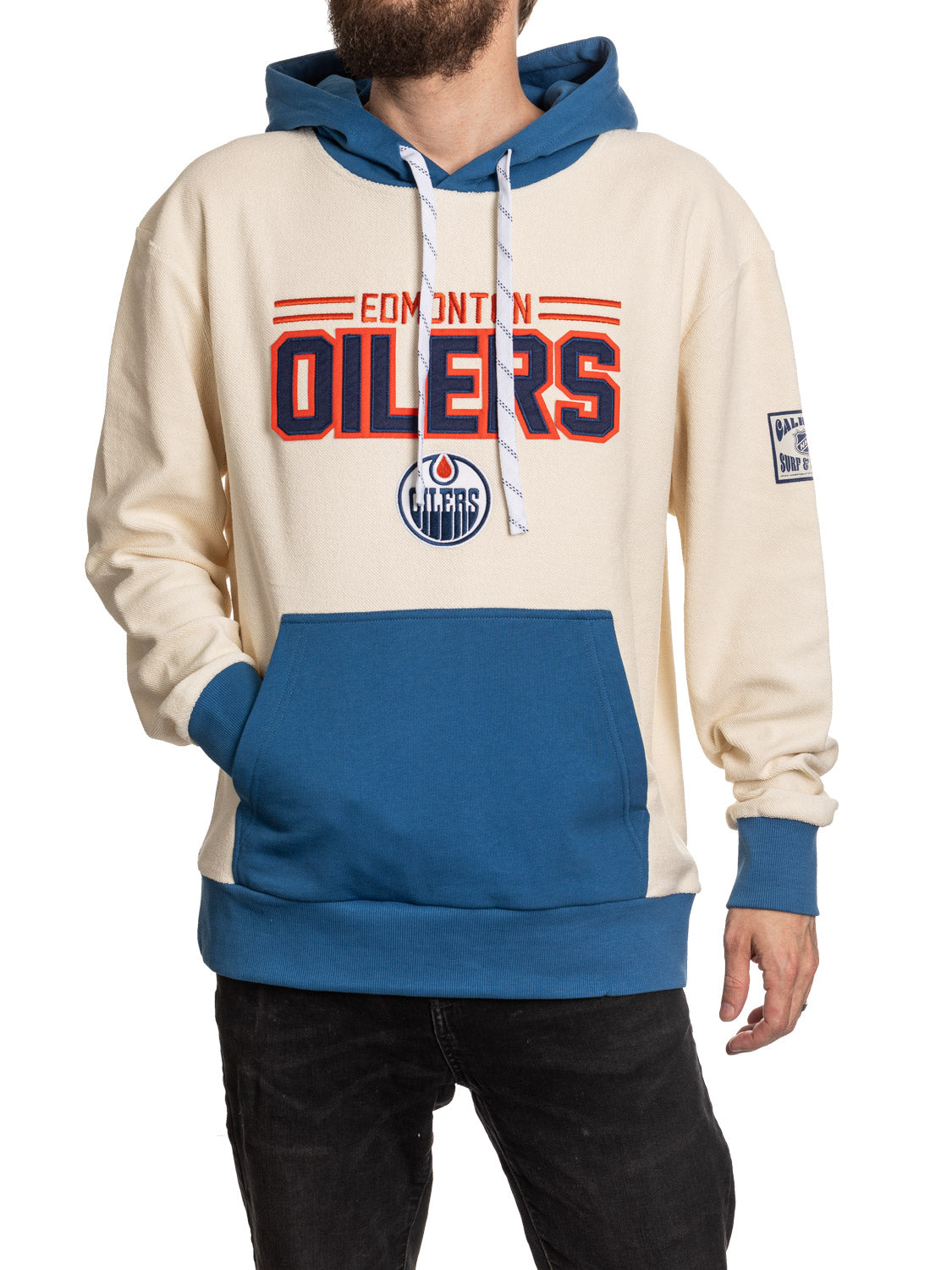 Sudadera con capucha premium retro Reverse Terry unisex de los Edmonton Oilers de la NHL