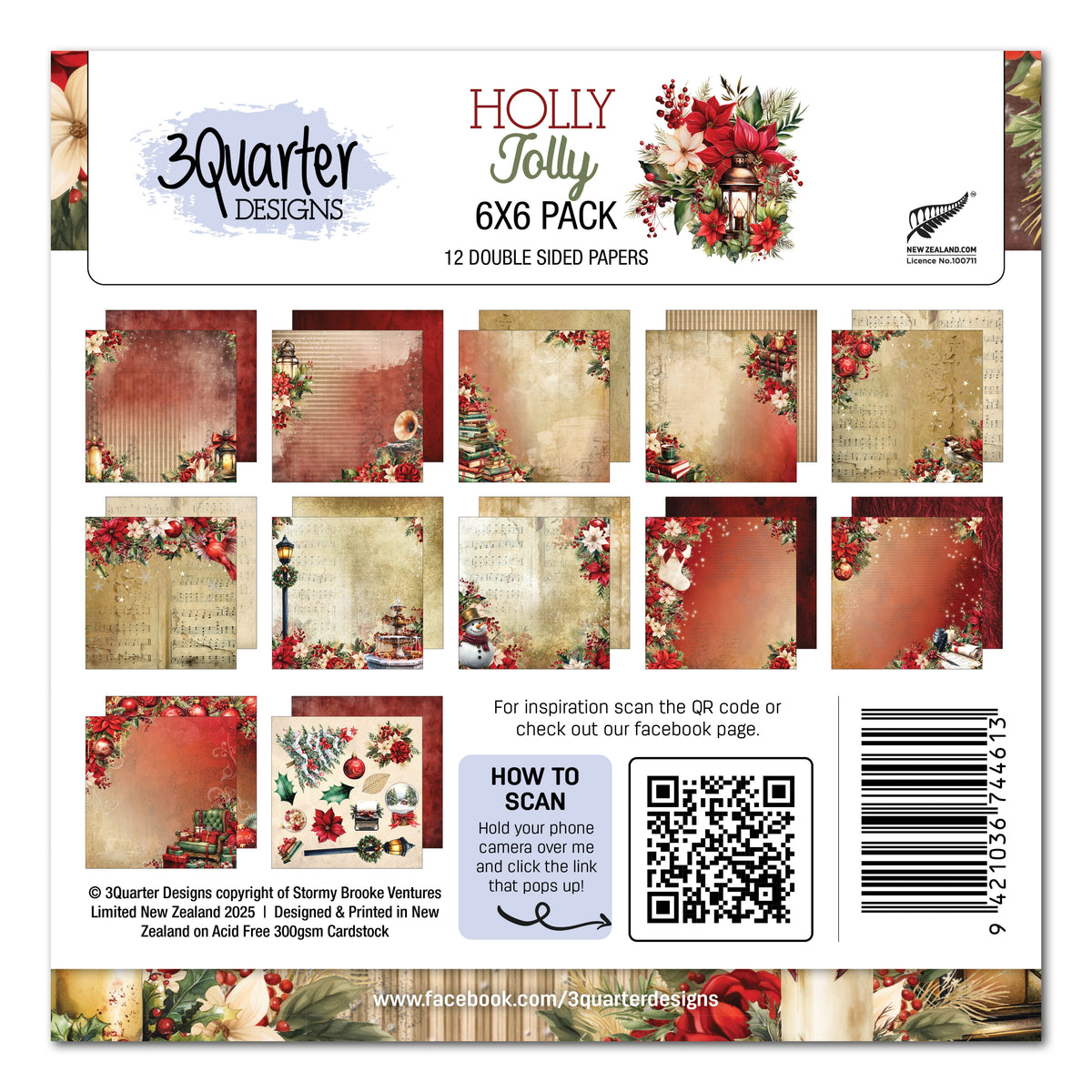 3Quarter Designs Holly Jolly 6x6 Paper Pack-1