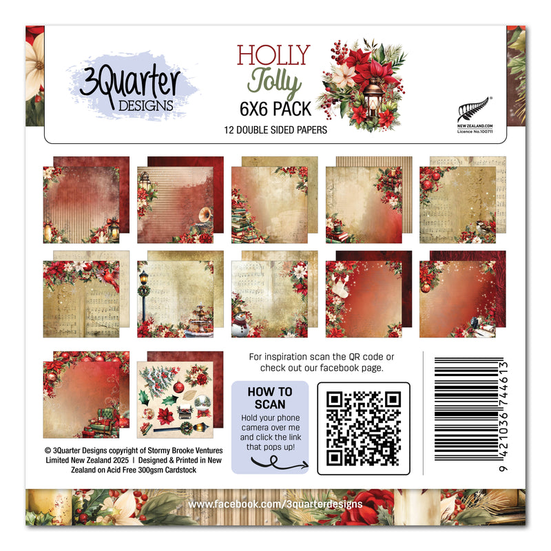 3Quarter Designs Holly Jolly 6x6 Paper Pack-1