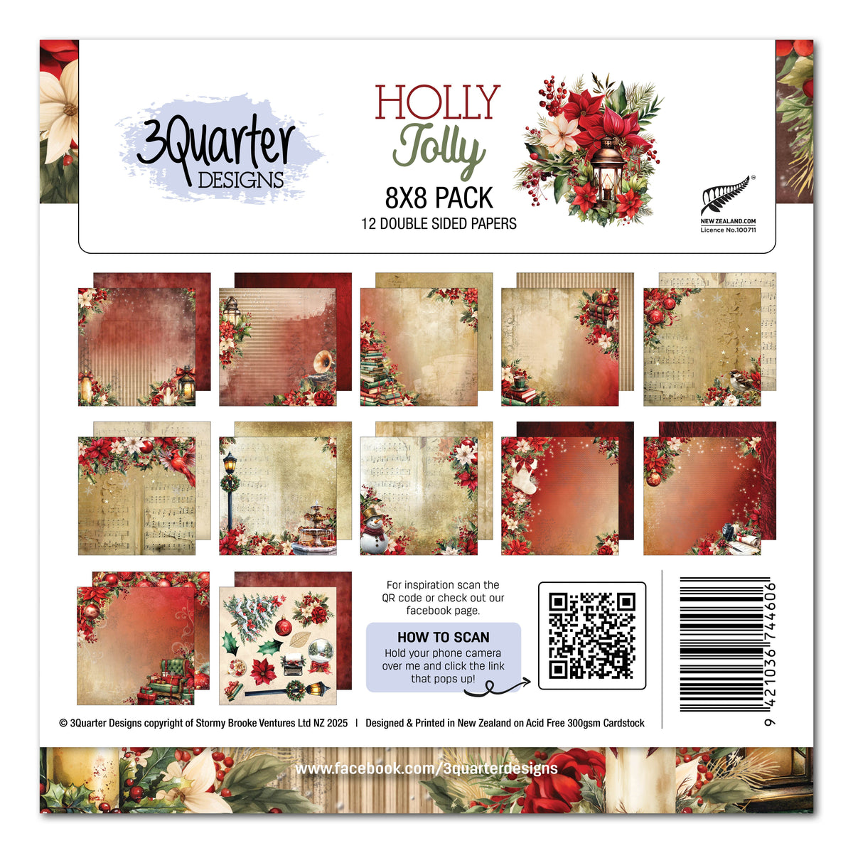 3Quarter Designs Holly Jolly 8x8 Paper Pack-1