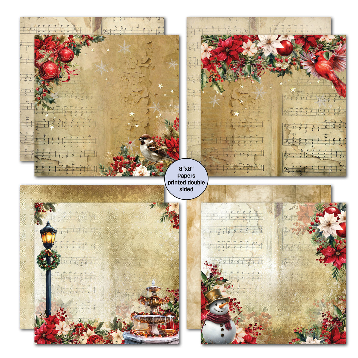 3Quarter Designs Holly Jolly 8x8 Paper Pack-3