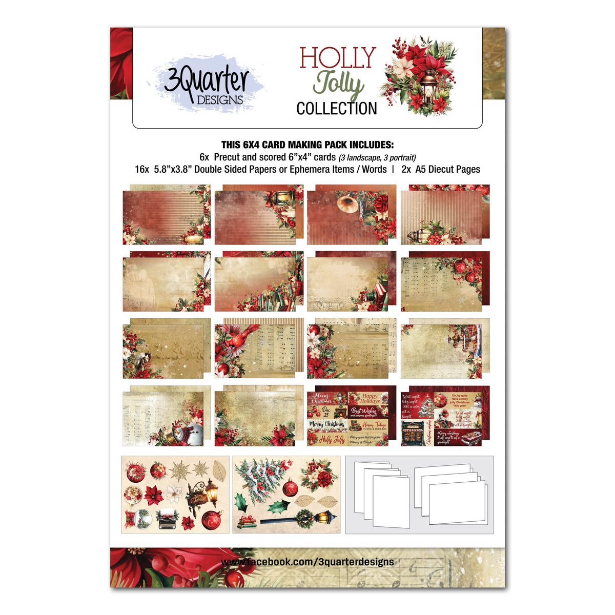 3Quarter Designs Holly Jolly 6x4 Card Pack-1