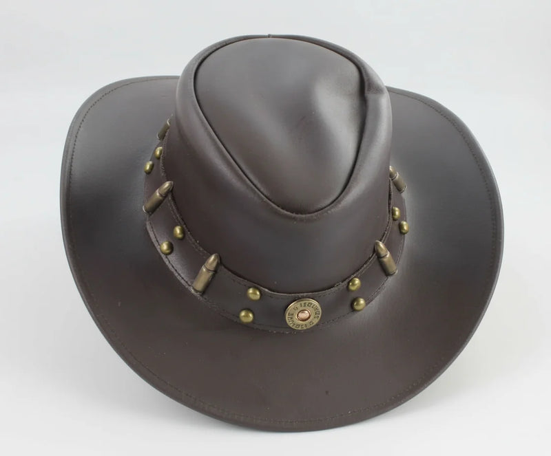Shapeable Cowboy Hat with 12 Gauge Bullet Slice & Embellishments-14
