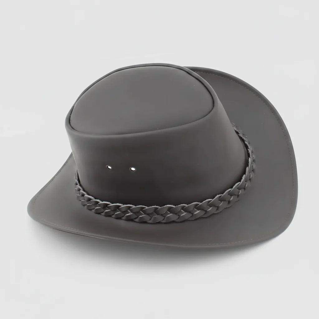 Premium Leather Wide Brim Western Hat. Lightweight Top Grain Rodeo Hat-2