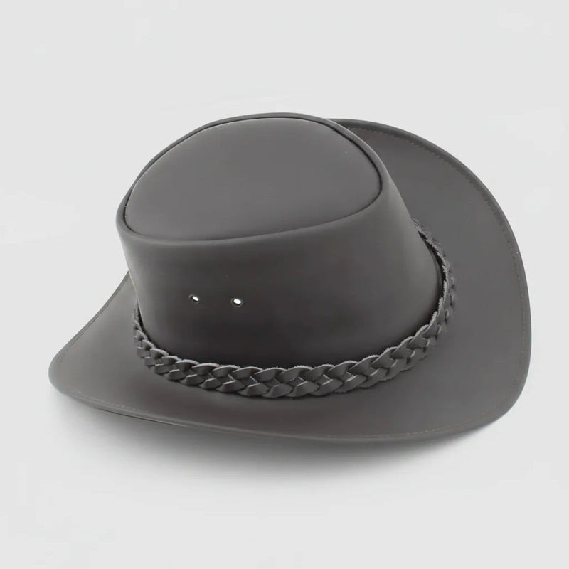 Premium Leather Wide Brim Western Hat. Lightweight Top Grain Rodeo Hat-2