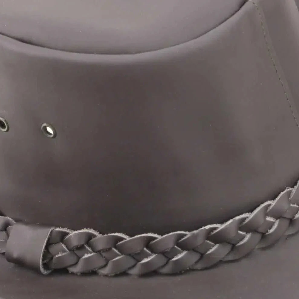 Premium Leather Wide Brim Western Hat. Lightweight Top Grain Rodeo Hat-3