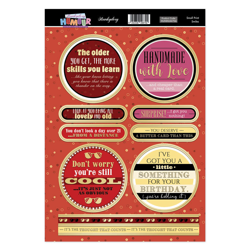 Hunkydory Humour Topper Sheet - Small Print Smiles-1