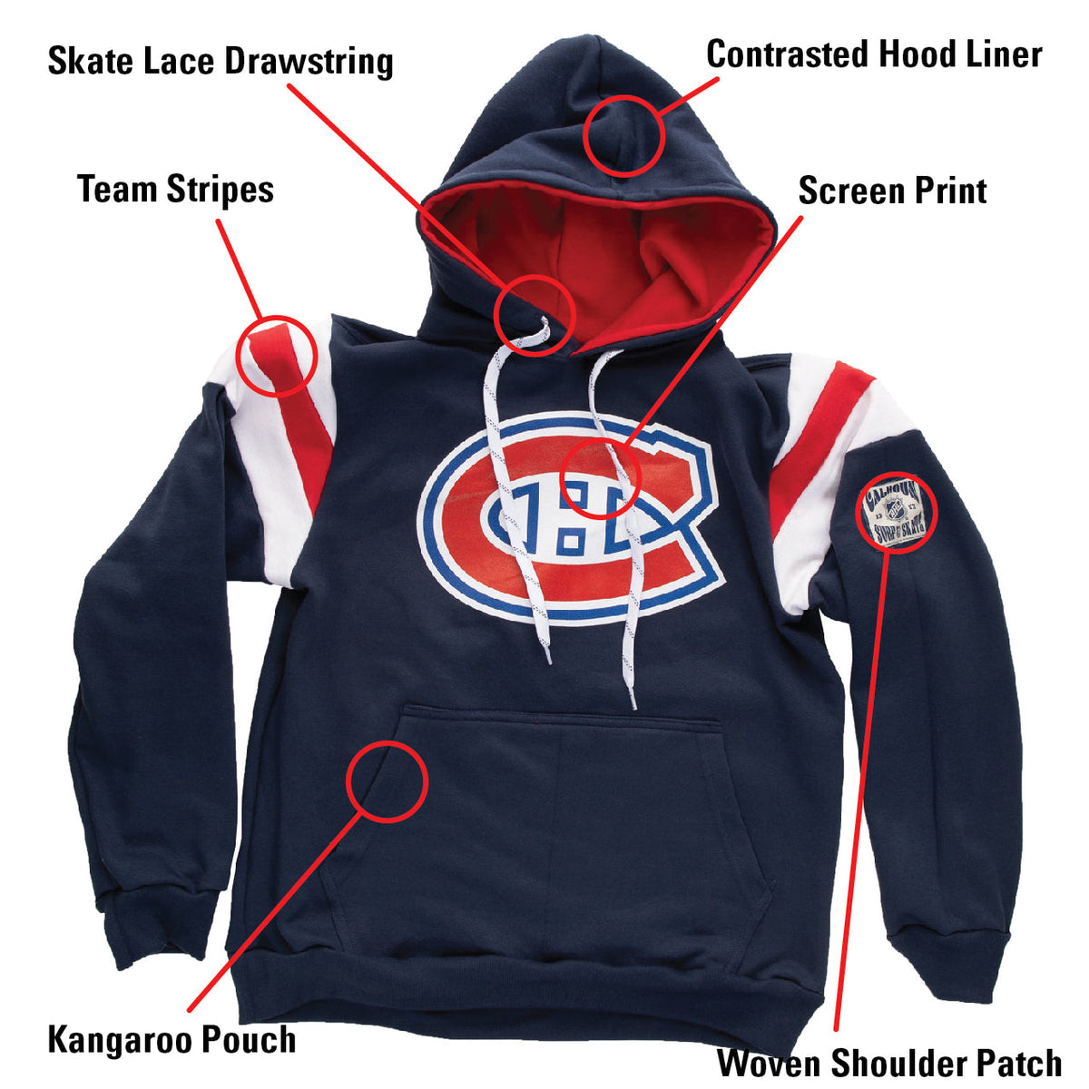 Montreal Canadiens Varsity Retro Style Hoodie-7