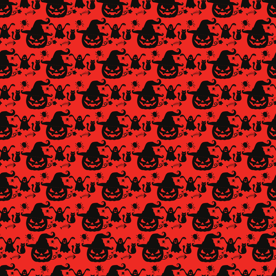 Jack - O' - Lantern, Ghost and Cat Spooky Halloween Pattern 1 Adhesive Vinyl-1