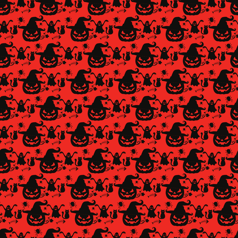 Jack - O' - Lantern, Ghost and Cat Spooky Halloween Pattern 1 Adhesive Vinyl-1