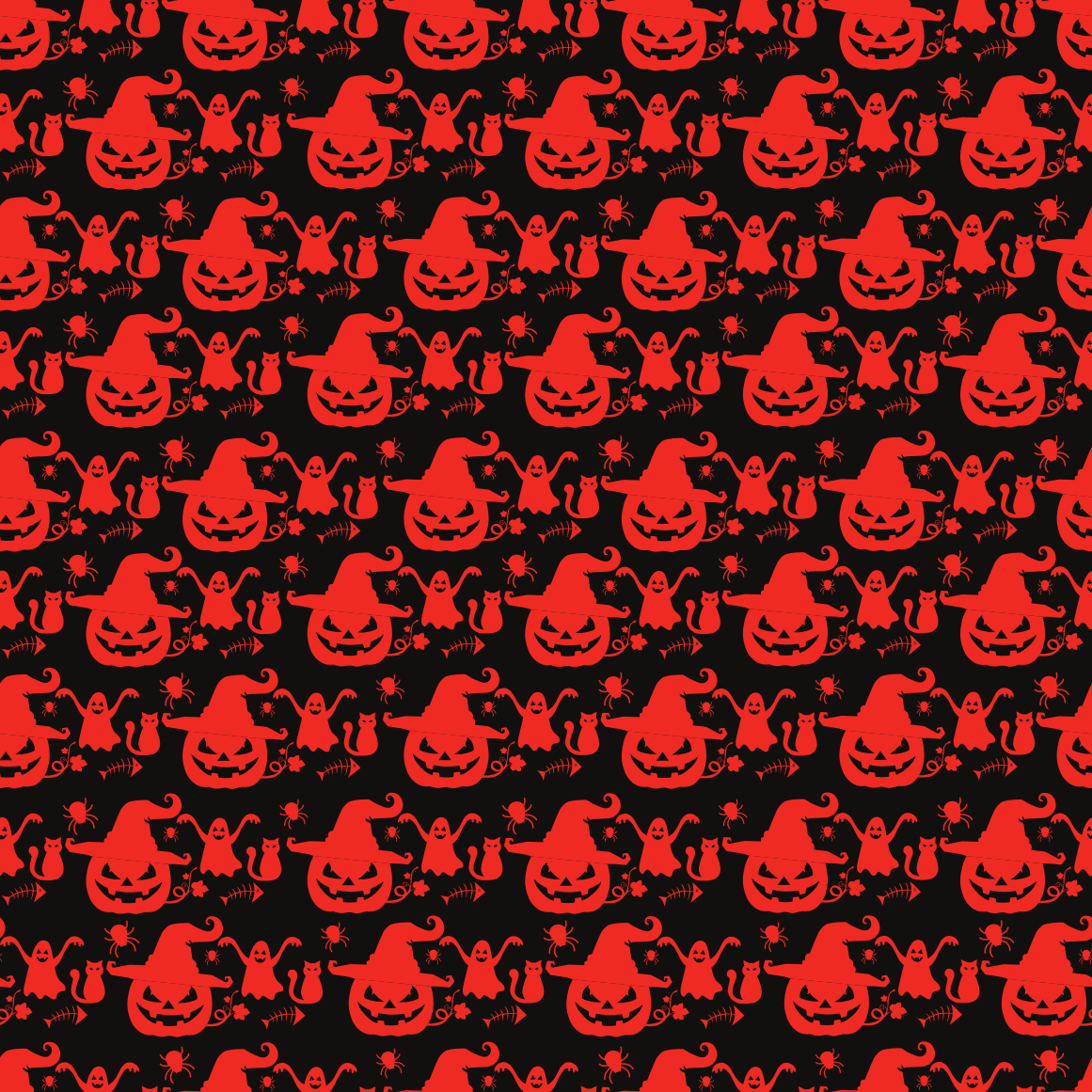 Jack - O' - Lantern, Ghost and Cat Spooky Halloween Pattern 2 Adhesive Vinyl-1