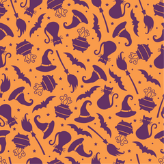 Halloween Hats Bats Broom Cat Pattern 2 Adhesive Vinyl-1