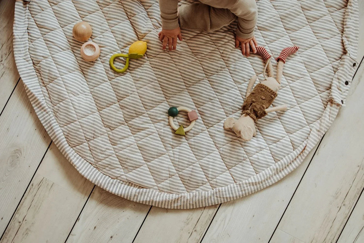 Organic Soft Babymat & Bag | Blue Stripes | play&go-5