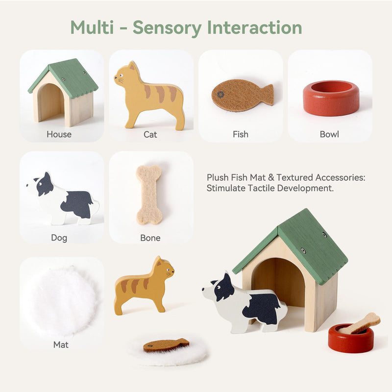Mini Wooden Dog House & Cat Pretend Play Set | Wild Baby-3
