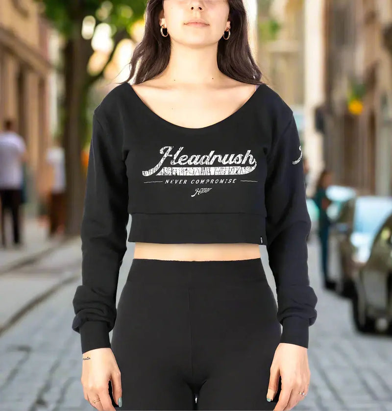 Headrush Angel Wings Cropped V-Neck Sweatshirt-1