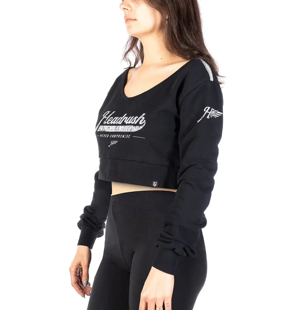 Headrush Angel Wings Cropped V-Neck Sweatshirt-4