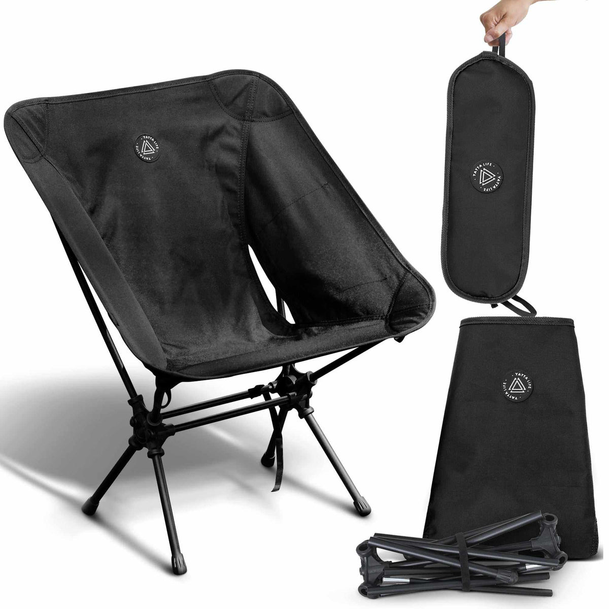 Low Back Ultralight Folding Camping Chairs With Storage Pouch - Khaki-18