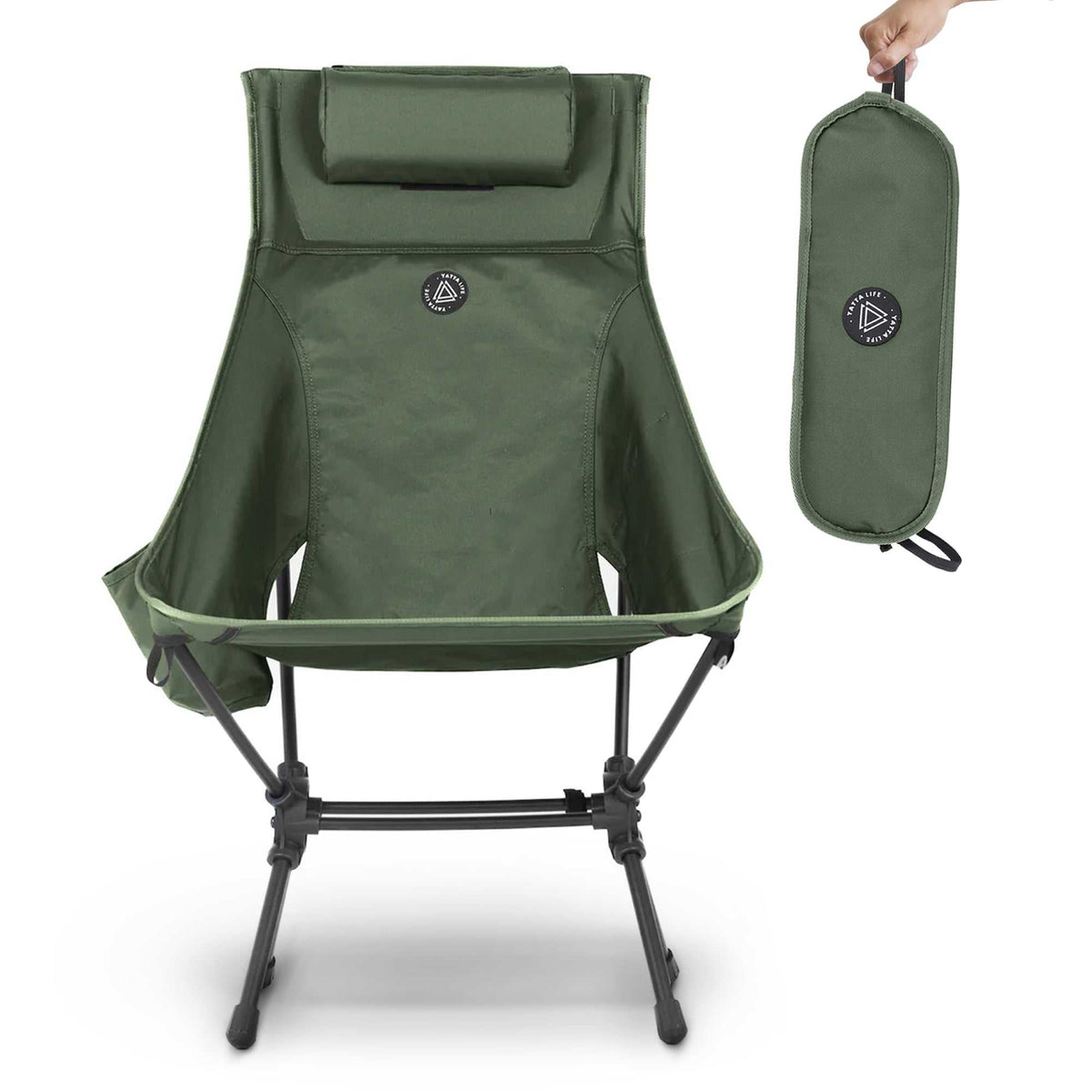 High Back Ultralight Folding Camping Chairs With Storage Pouches-2