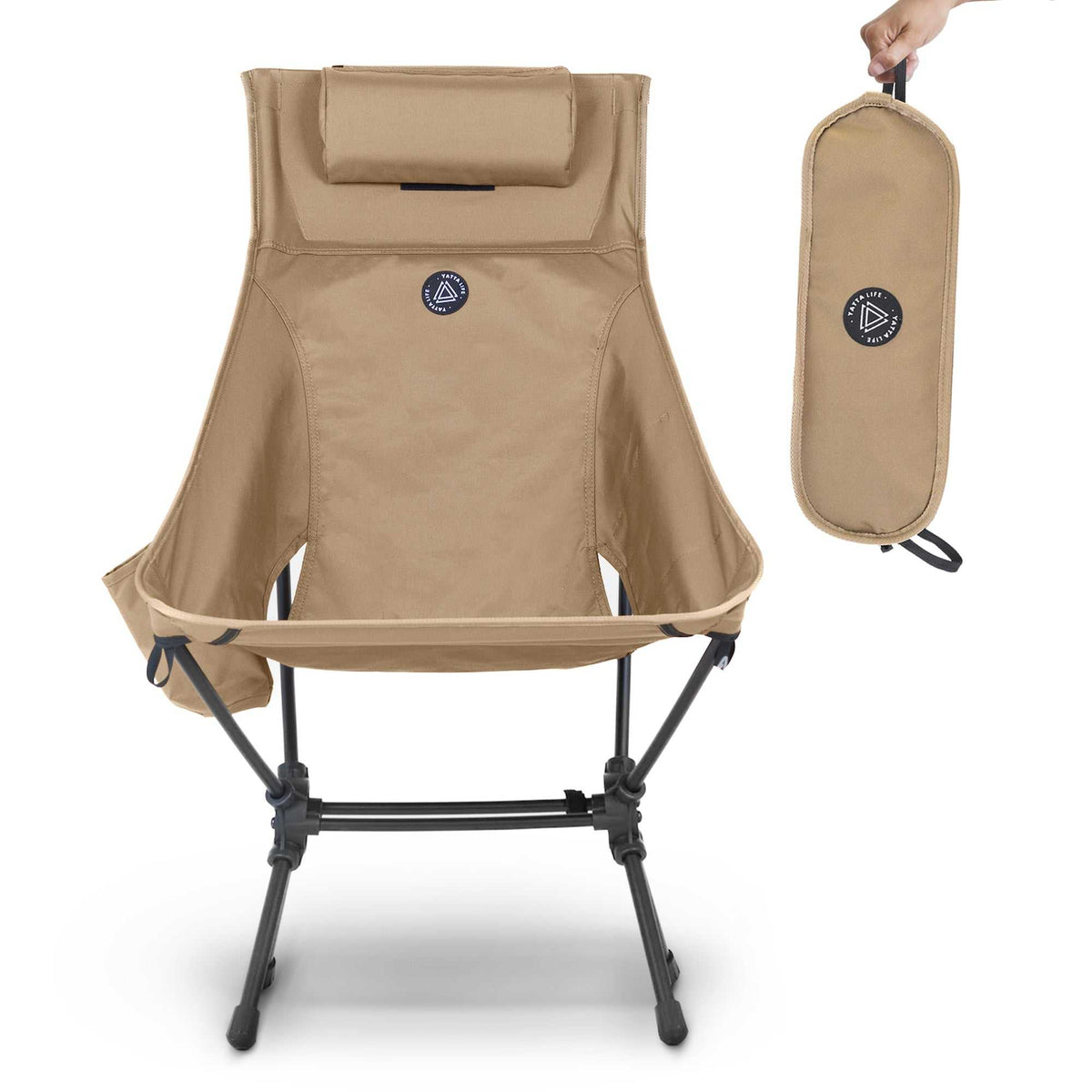 High Back Ultralight Folding Camping Chairs With Storage Pouches-3