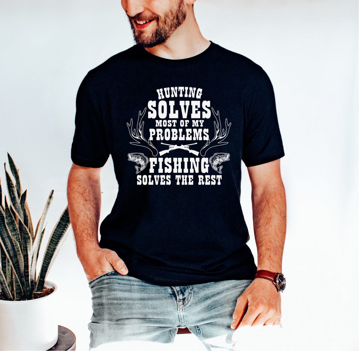 Hunting Solves Most Of My Problems Unisex T-shirt-1