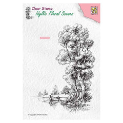 Nellie's Choice Clear Stamp Idyllic Floral Scenes - Tree with Boat-1