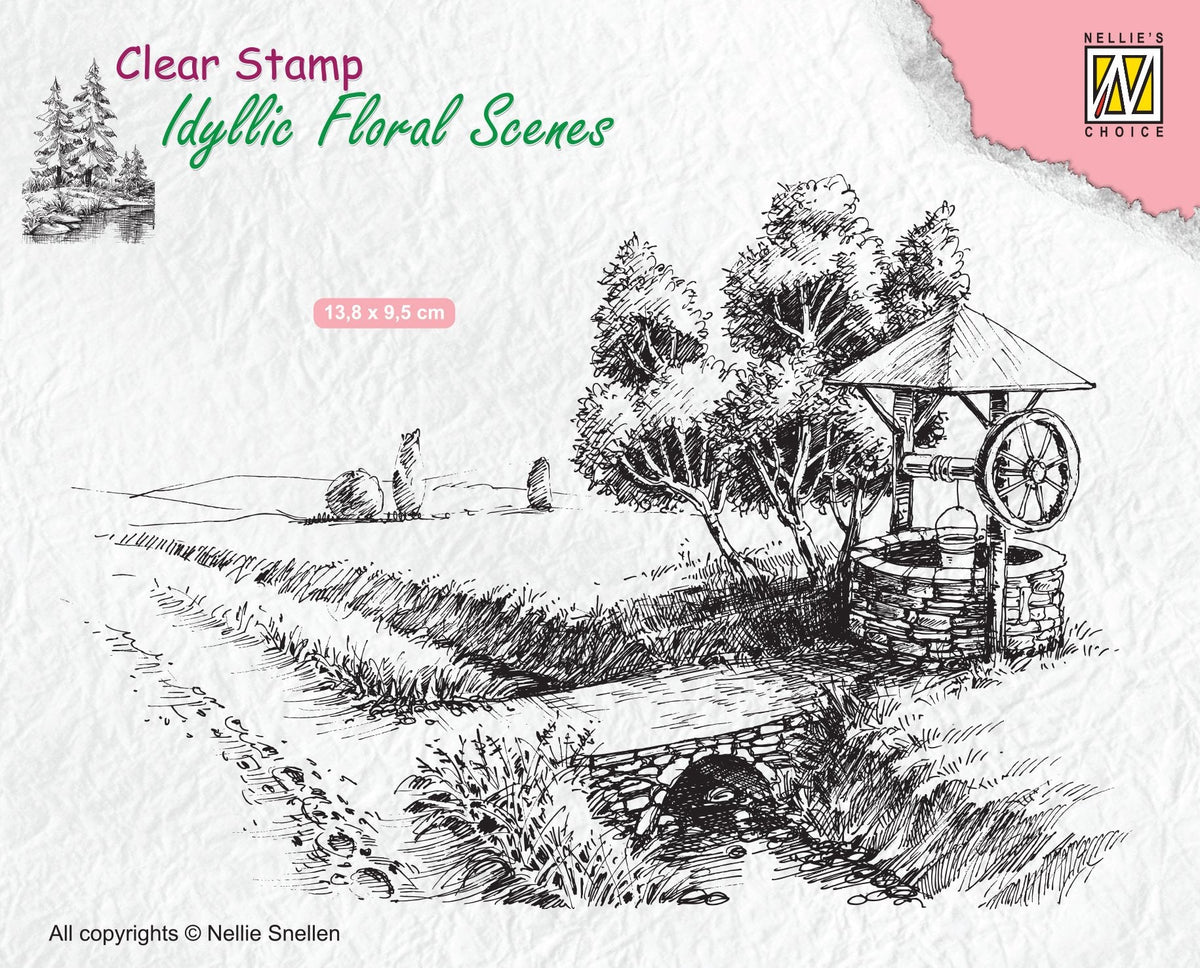Idyllic Floral Scene Stamp Well-1