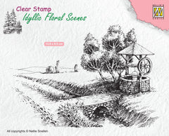 Idyllic Floral Scene Stamp Well-1