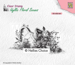 Idyllic Floral Scene Stamp Vase with Roses-1