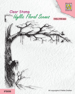 Nellie's Choice Clear Stamp Idyllic Floral Scene - Icy Tree-1