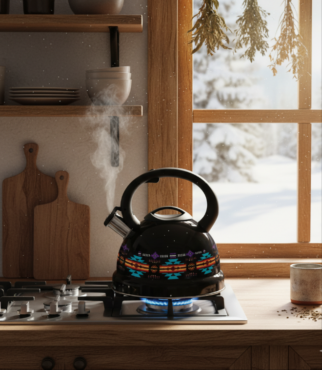 Black 3L Stainless Steel Tea Kettle-2