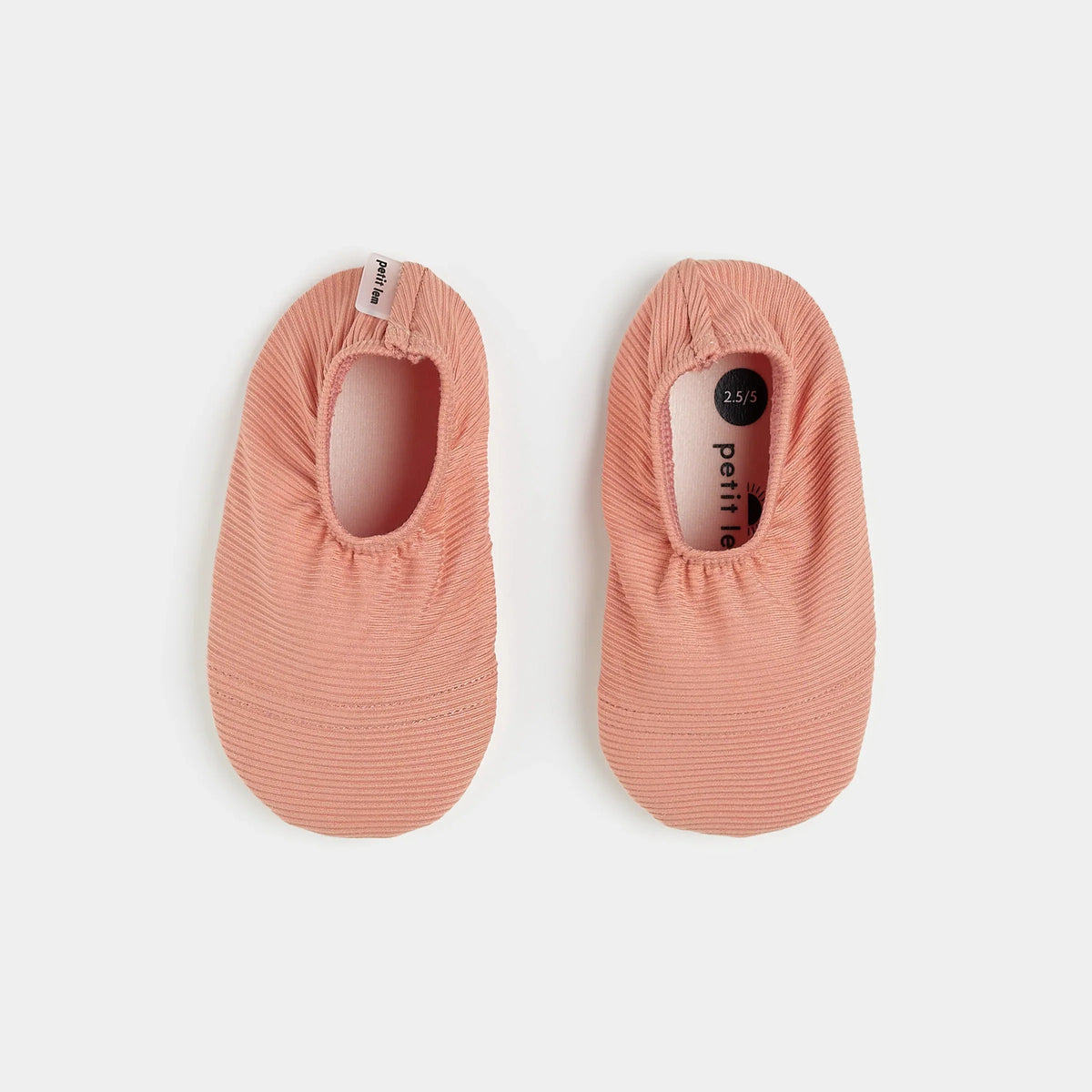 Fiery Coral Ribbed Swim Slippers | Petit Lem-1