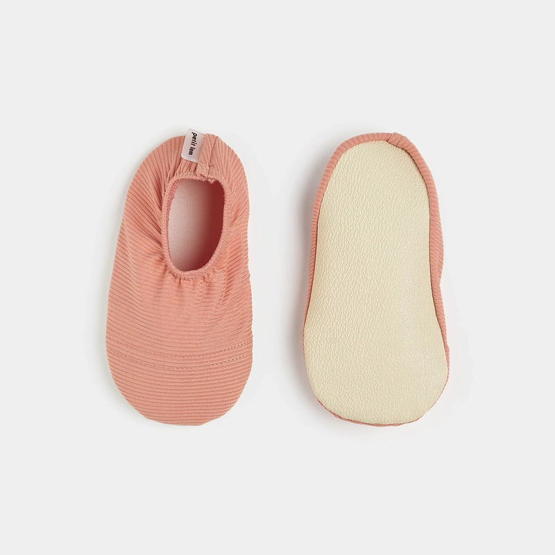 Fiery Coral Ribbed Swim Slippers | Petit Lem-2