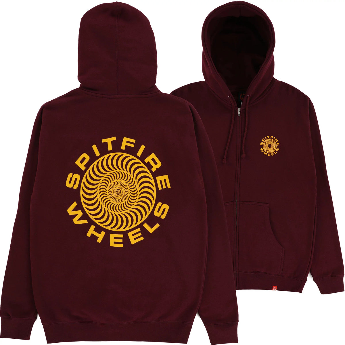 Spitfire 'Classic 87' Swirl' Zip-Up Hoodie - Maroon/Gold-1