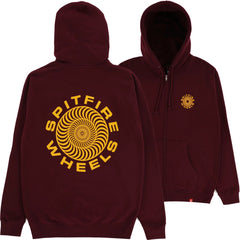Spitfire 'Classic 87' Swirl' Zip-Up Hoodie - Maroon/Gold-1
