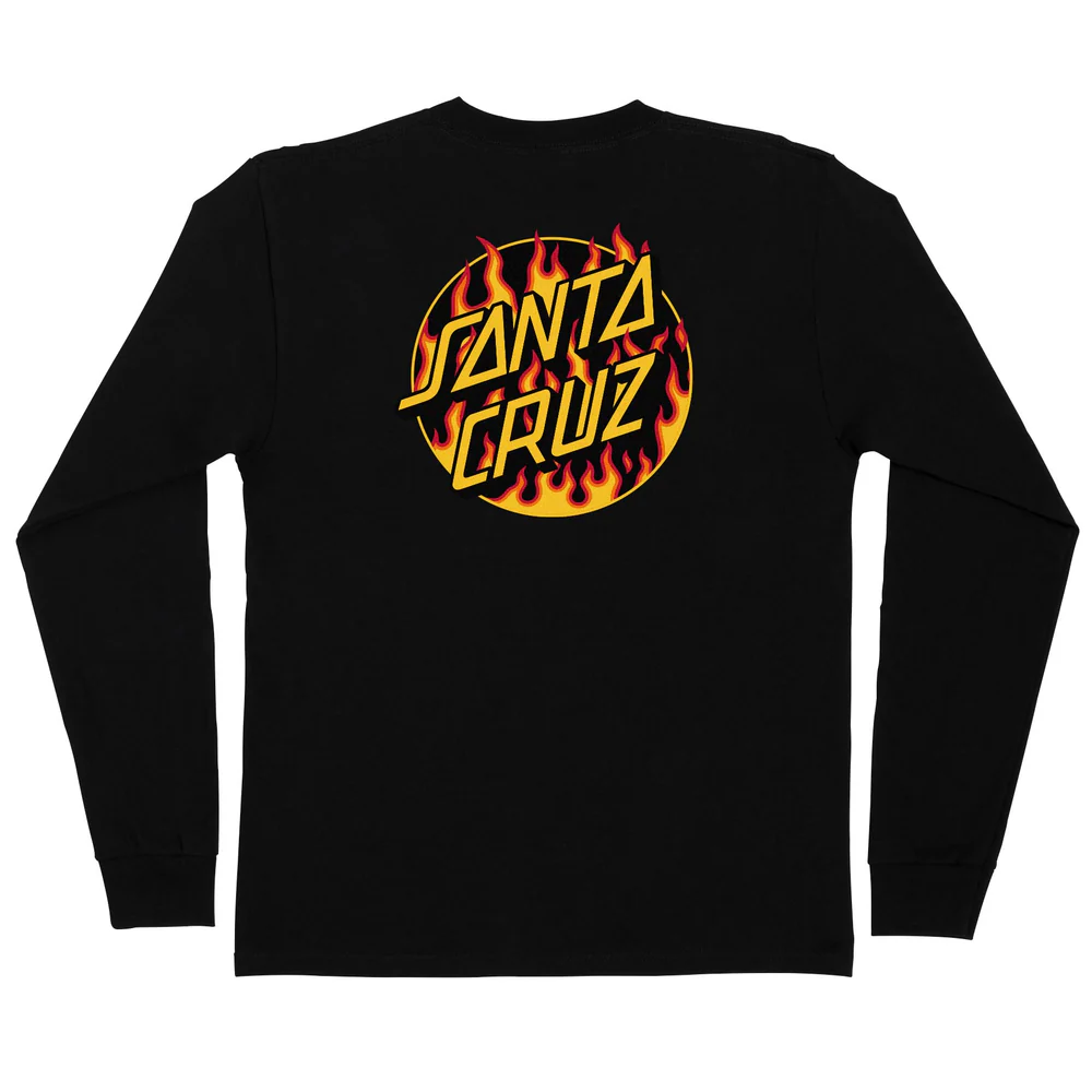 Thrasher x Santa Cruz 'Flame Dot' L/S Tee - Black-2